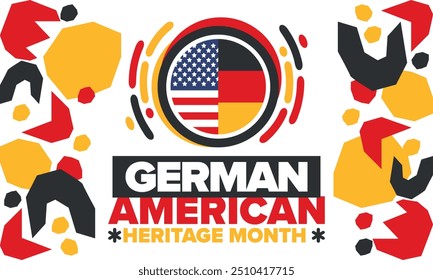 German-American Heritage Month. Happy holiday celebrate annual in October. Germany and United States flag. Culture month. Patriotic design. Poster, card, banner, template. Vector illustration