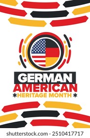 German-American Heritage Month. Happy holiday celebrate annual in October. Germany and United States flag. Culture month. Patriotic design. Poster, card, banner, template. Vector illustration