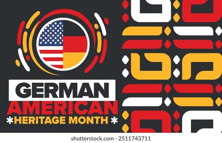 German-American Heritage Month. Happy holiday celebrate annual in October. Germany and United States flag. Culture month. Patriotic design. Poster, card, banner, template. Vector illustration