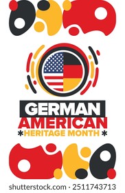 German-American Heritage Month. Happy holiday celebrate annual in October. Germany and United States flag. Culture month. Patriotic design. Poster, card, banner, template. Vector illustration