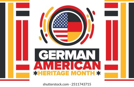 German-American Heritage Month. Happy holiday celebrate annual in October. Germany and United States flag. Culture month. Patriotic design. Poster, card, banner, template. Vector illustration