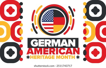 German-American Heritage Month. Happy holiday celebrate annual in October. Germany and United States flag. Culture month. Patriotic design. Poster, card, banner, template. Vector illustration