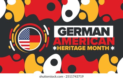 German-American Heritage Month. Happy holiday celebrate annual in October. Germany and United States flag. Culture month. Patriotic design. Poster, card, banner, template. Vector illustration