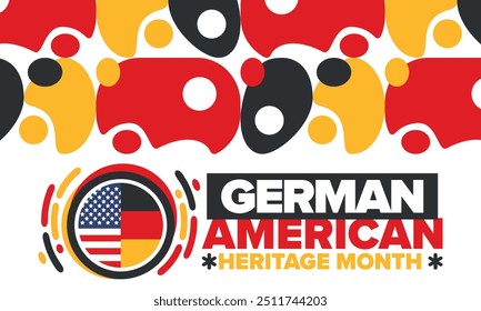 German-American Heritage Month. Happy holiday celebrate annual in October. Germany and United States flag. Culture month. Patriotic design. Poster, card, banner, template. Vector illustration