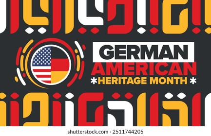 German-American Heritage Month. Happy holiday celebrate annual in October. Germany and United States flag. Culture month. Patriotic design. Poster, card, banner, template. Vector illustration