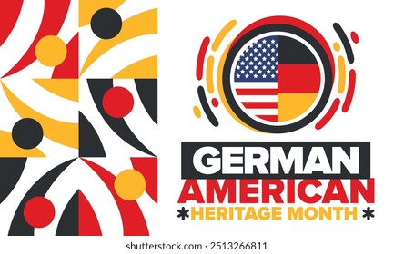 German-American Heritage Month. Happy holiday celebrate annual in October. Germany and United States flag. Culture month. Patriotic design. Poster, card, banner, template. Vector illustration