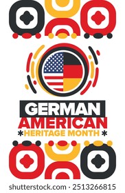 German-American Heritage Month. Happy holiday celebrate annual in October. Germany and United States flag. Culture month. Patriotic design. Poster, card, banner, template. Vector illustration