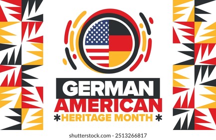 German-American Heritage Month. Happy holiday celebrate annual in October. Germany and United States flag. Culture month. Patriotic design. Poster, card, banner, template. Vector illustration