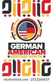 German-American Heritage Month. Happy holiday celebrate annual in October. Germany and United States flag. Culture month. Patriotic design. Poster, card, banner, template. Vector illustration