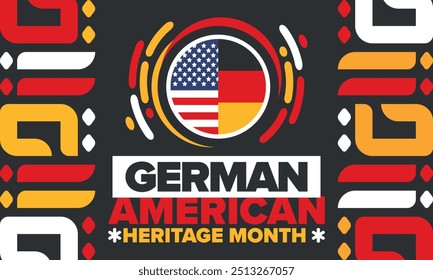 German-American Heritage Month. Happy holiday celebrate annual in October. Germany and United States flag. Culture month. Patriotic design. Poster, card, banner, template. Vector illustration