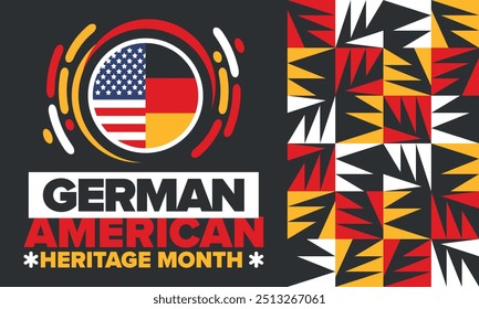 German-American Heritage Month. Happy holiday celebrate annual in October. Germany and United States flag. Culture month. Patriotic design. Poster, card, banner, template. Vector illustration