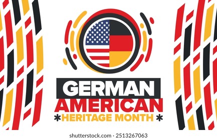 German-American Heritage Month. Happy holiday celebrate annual in October. Germany and United States flag. Culture month. Patriotic design. Poster, card, banner, template. Vector illustration