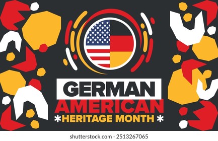 German-American Heritage Month. Happy holiday celebrate annual in October. Germany and United States flag. Culture month. Patriotic design. Poster, card, banner, template. Vector illustration