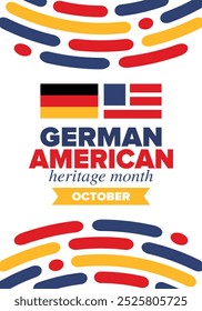 German-American Heritage Month. Happy holiday celebrate annual in October. Germany and United States flag. Culture month. Patriotic design. Poster, card, banner, template. Vector illustration