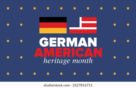 German-American Heritage Month. Happy holiday celebrate annual in October. Germany and United States flag. Culture month. Patriotic design. Poster, card, banner, template. Vector illustration