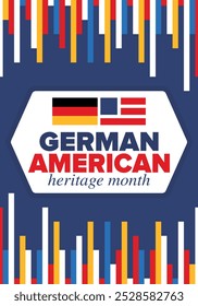 German-American Heritage Month. Happy holiday celebrate annual in October. Germany and United States flag. Culture month. Patriotic design. Poster, card, banner, template. Vector illustration