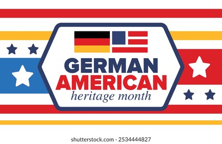 German-American Heritage Month. Happy holiday celebrate annual in October. Germany and United States flag. Culture month. Patriotic design. Poster, card, banner, template. Vector illustration