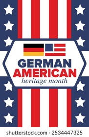 German-American Heritage Month. Happy holiday celebrate annual in October. Germany and United States flag. Culture month. Patriotic design. Poster, card, banner, template. Vector illustration