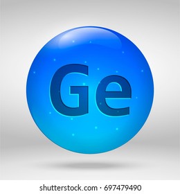 Germanium - element of the periodic table. Vector 3D glossy drop pill capsule icon