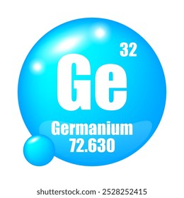 Germanium-Symbol. Atomnummer 32. Masse 72.63. Vektorsymbol.