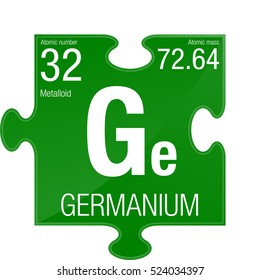 Germanium symbol. Element number 32 of the Periodic Table of the Elements - Chemistry - Puzzle piece with green background