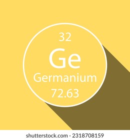 Germanium symbol with long shadow design. Chemical element of the periodic table. Vector illustration.