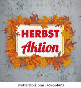 Germant text Herbstaktion, translate Fall Specials. Eps 10 vector file.