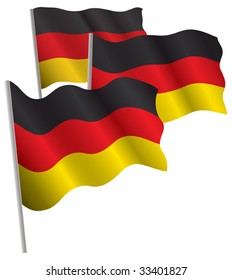 Germany 3d flag. Vector illustration. Isolated on white.