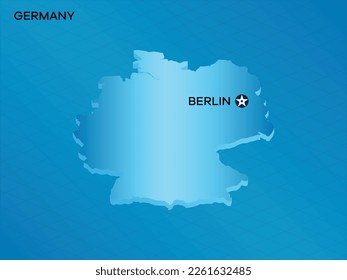 Mapa isométrico 3D de Alemania con diseño de iluminación vectorial de la marca Capital Berlin