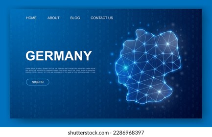 Germany 3d polygonal website template. Germany map design illustration concept. Low poly Country map symbol for homepage banner design.