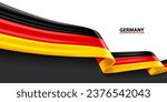 Germany 3D ribbon flag. Bent waving 3D flag in colors of the Germany national flag. National flag background design.
