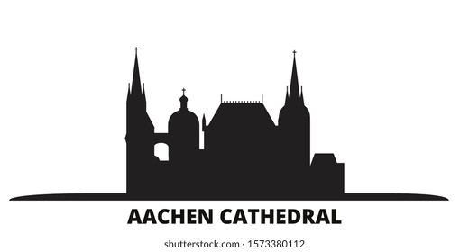 Germany, Aachen Cathedral city skyline isolated vector illustration. Germany, Aachen Cathedral travel black cityscape