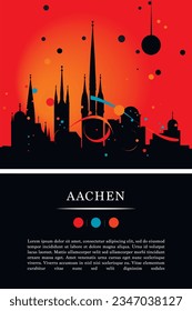 Germany Aachen city poster with abstract shapes of skyline, cityscape, landmarks and attractions. North Rhine-Westphalia travel vector illustration for brochure, website, page, business presentation svg