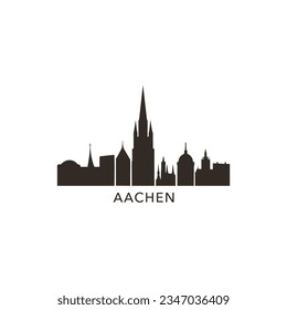 Germany Aachen cityscape skyline city panorama vector flat modern logo icon. North Rhine-Westphalia emblem idea with landmarks and building silhouettes  svg