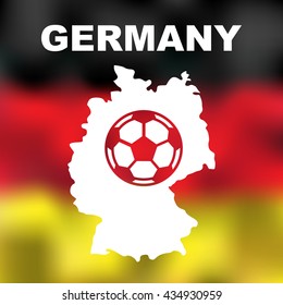 Germany. Abstract german map with football on flag background. Vector illustration 