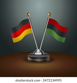 Germany and African American table flags relation with gradient backgrund. Vector Illustration