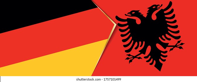 Deutschland und Albanien Flaggen, zwei Vektorflaggen Symbol für Beziehung oder Konfrontation.