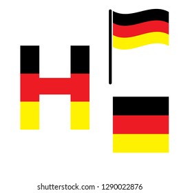 Germany alphabet with Germany flag. Vector Germany Letters 