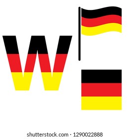 Germany alphabet with Germany flag. Vector Germany Letters 