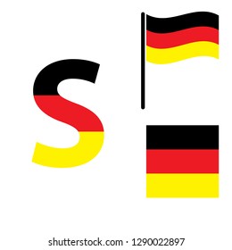 Germany alphabet with Germany flag. Vector Germany Letters 