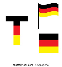 Germany alphabet with Germany flag. Vector Germany Letters 