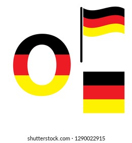 Germany alphabet with Germany flag. Vector Germany Letters 