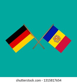 germany and Andorra crossed flags.Language learning or travel concept.