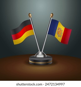 Germany and Andorra table flags relation with gradient backgrund. Vector Illustration