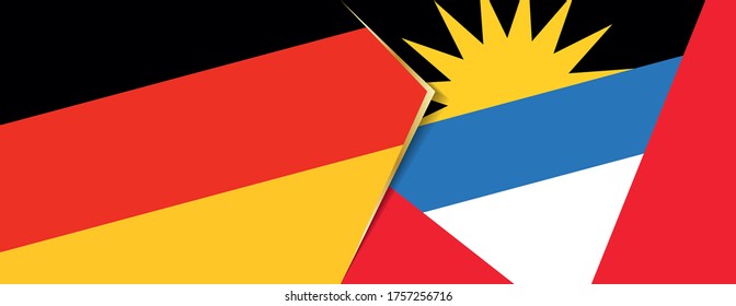 Deutschland und Antigua und Barbuda Flaggen, zwei Vektorfahnen Symbol für Beziehung oder Konfrontation.