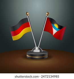 Germany and Antigua and Barbuda table flags relation with gradient backgrund. Vector Illustration