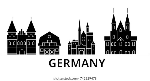 Germany architecture vector city skyline, travel cityscape with landmarks, buildings, isolated sights on background