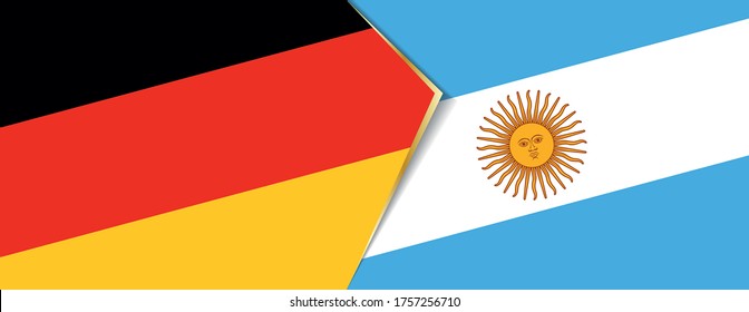 Deutschland und Argentinien Flaggen, zwei Vektorflaggen Symbol für Beziehung oder Konfrontation.