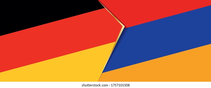 Germany and Armenia flags, two vector flags symbol of relationship or confrontation.