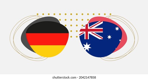 Germany and Australia flags. Australian and German national symbols with abstract background and geometric shapes. Vector illustration.